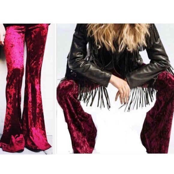 Dolls Kill Pants - Emma & Sam Crushed Velvet Mega Flare